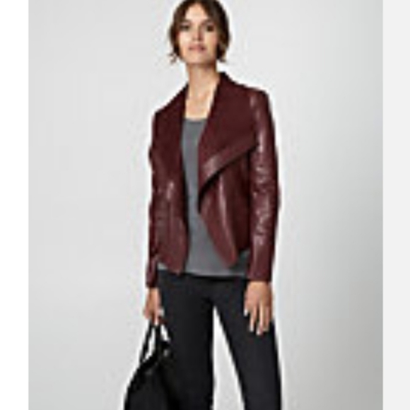 Faux Leather Drape Front Jacket Le Château - Picture 5 of 5